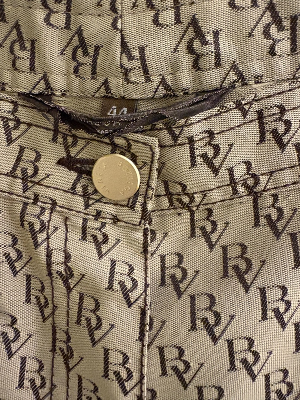 Bottega Veneta tan, brown logo straight leg pants. - Picture 7 of 14